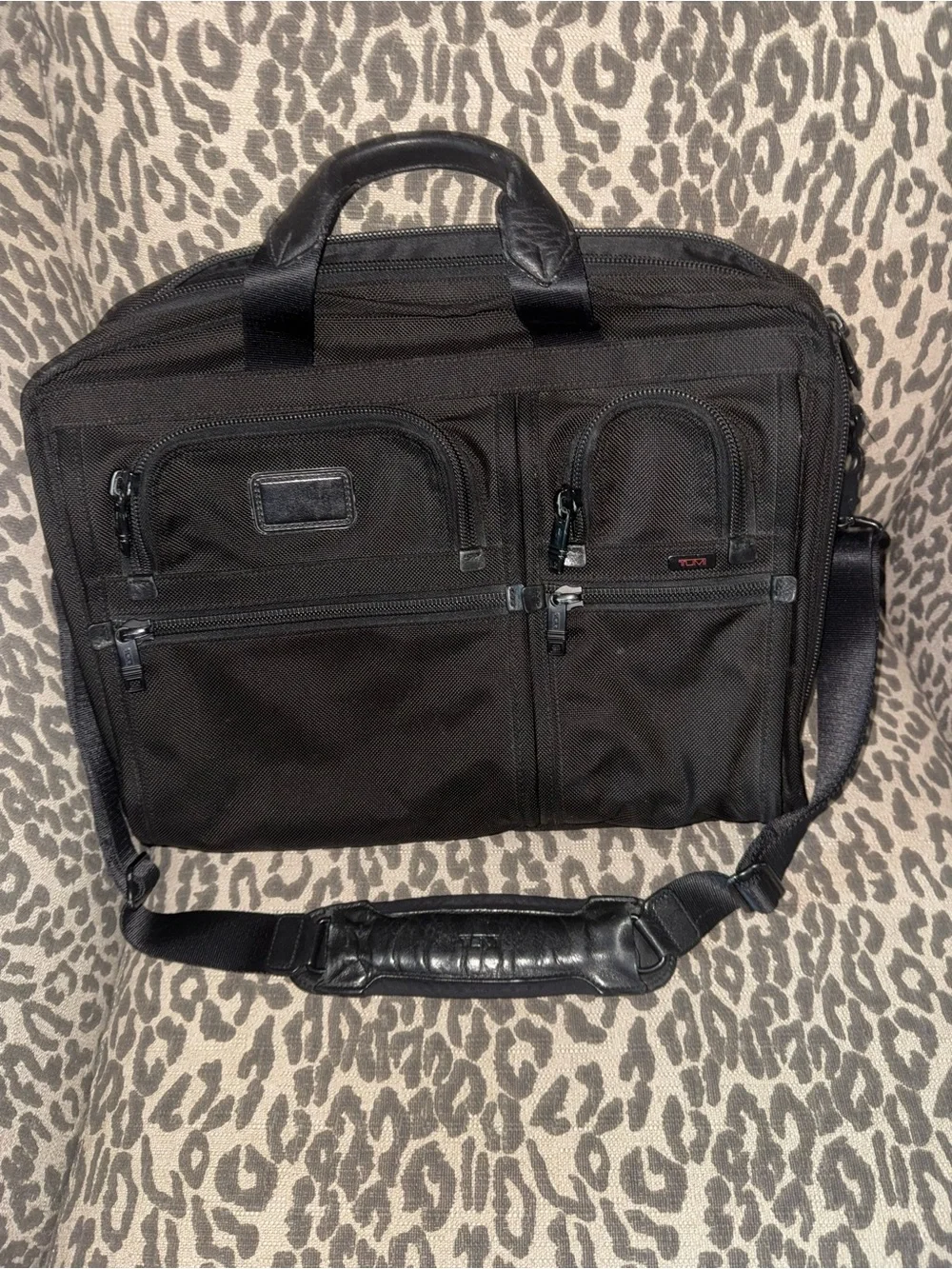 Tumi Black Nylon Laptop Briefcase with Dual Front Pockets